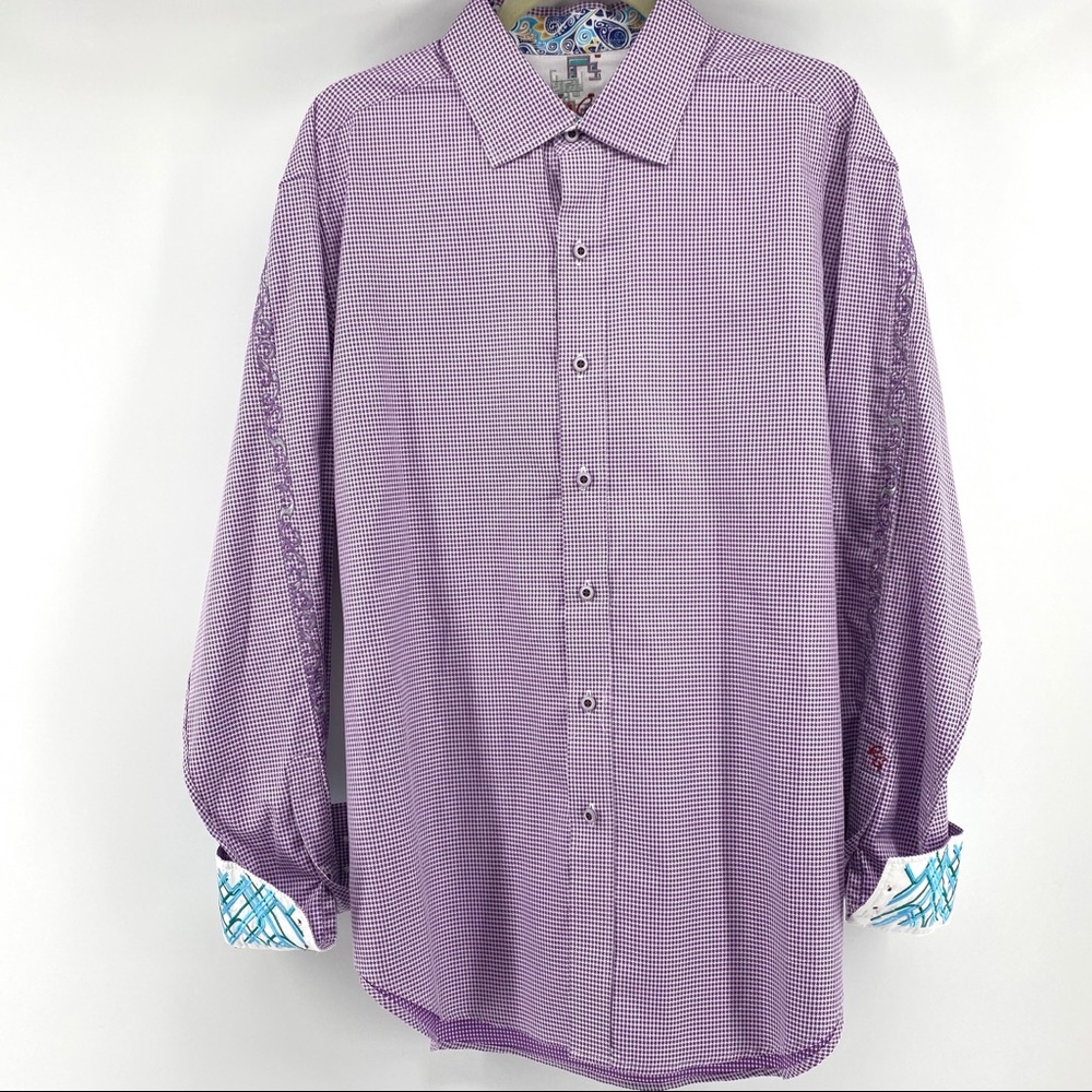 Robert Graham Embroidered Purple Shirt